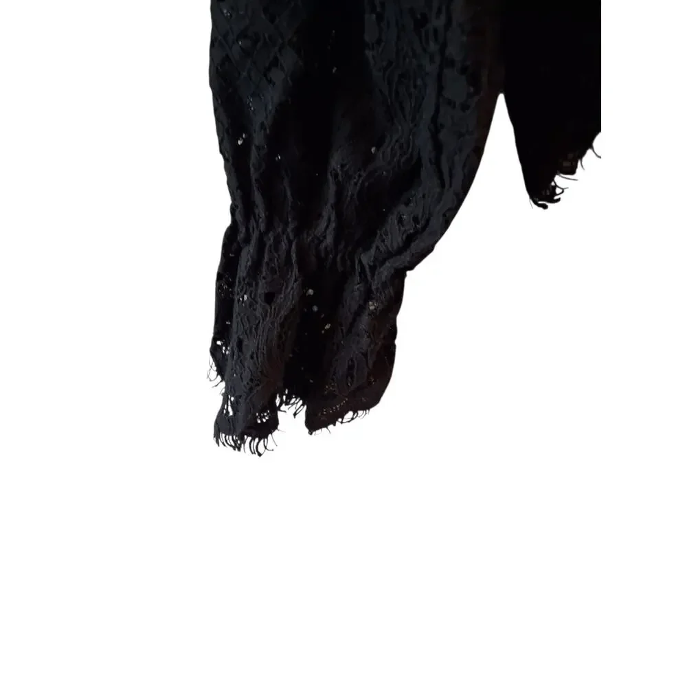 Zara Black Lace Long-Sleeve Crop Top - Picture 4 of 8